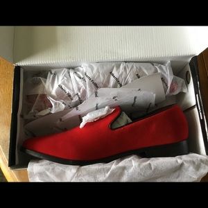 Men’s Red faux suede dress shoes